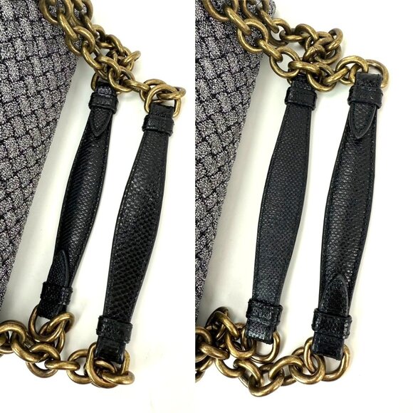 Bottega Veneta Metallic Wool Woven Patent Ayers Olimpia Knot Silver Shoulder Bag - Picture 11 of 12